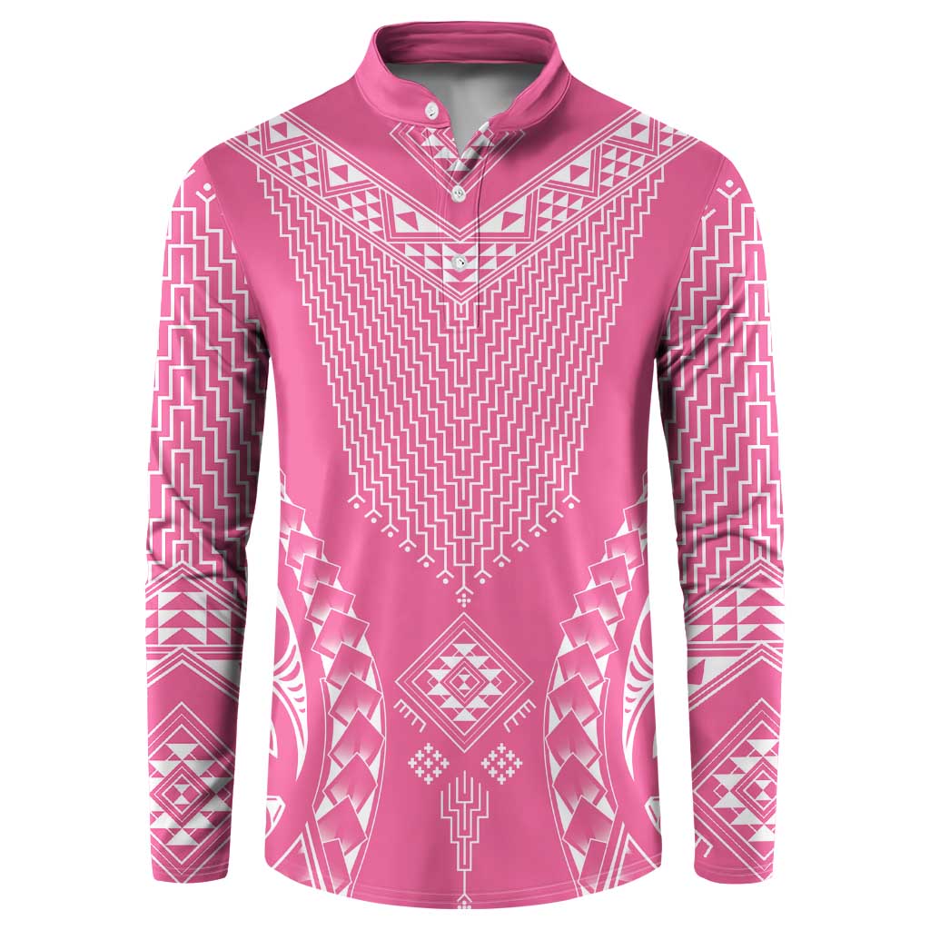2025 Rugby Championship New Zealand Custom Button Sweatshirt Poutama Motifs - Pink Out LT7 Pink - Polynesian Pride