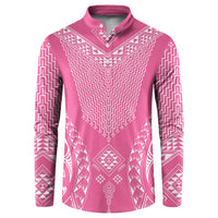 2025 Rugby Championship New Zealand Custom Button Sweatshirt Poutama Motifs - Pink Out LT7 Pink - Polynesian Pride