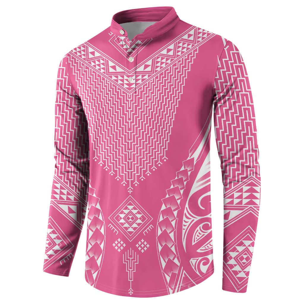 2025 Rugby Championship New Zealand Custom Button Sweatshirt Poutama Motifs - Pink Out LT7 - Polynesian Pride