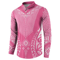 2025 Rugby Championship New Zealand Custom Button Sweatshirt Poutama Motifs - Pink Out LT7 - Polynesian Pride