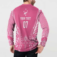 2025 Rugby Championship New Zealand Custom Button Sweatshirt Poutama Motifs - Pink Out LT7 - Polynesian Pride