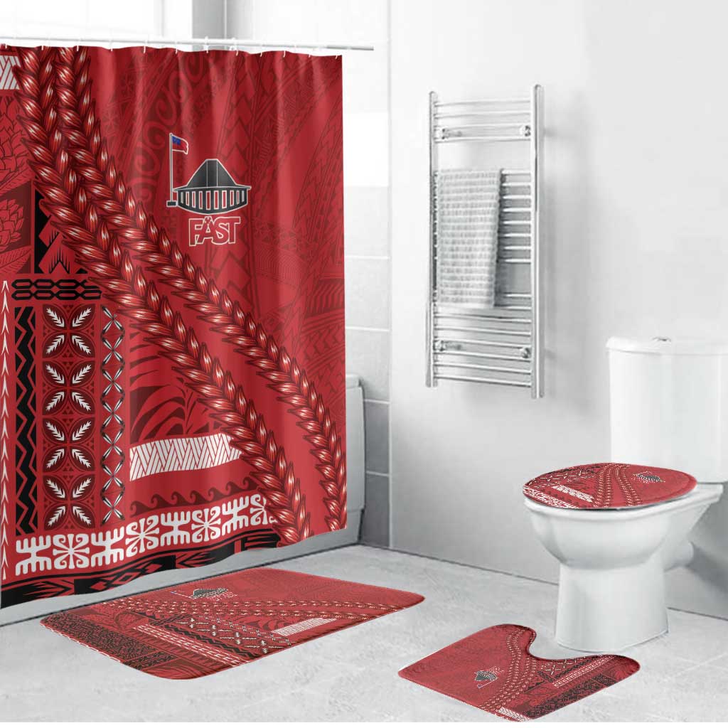 Samoa FAST Siapo Bathroom Set Tatau-Ulafala Vines LT7 Bathroom Set (4 pcs) Red - Polynesian Pride