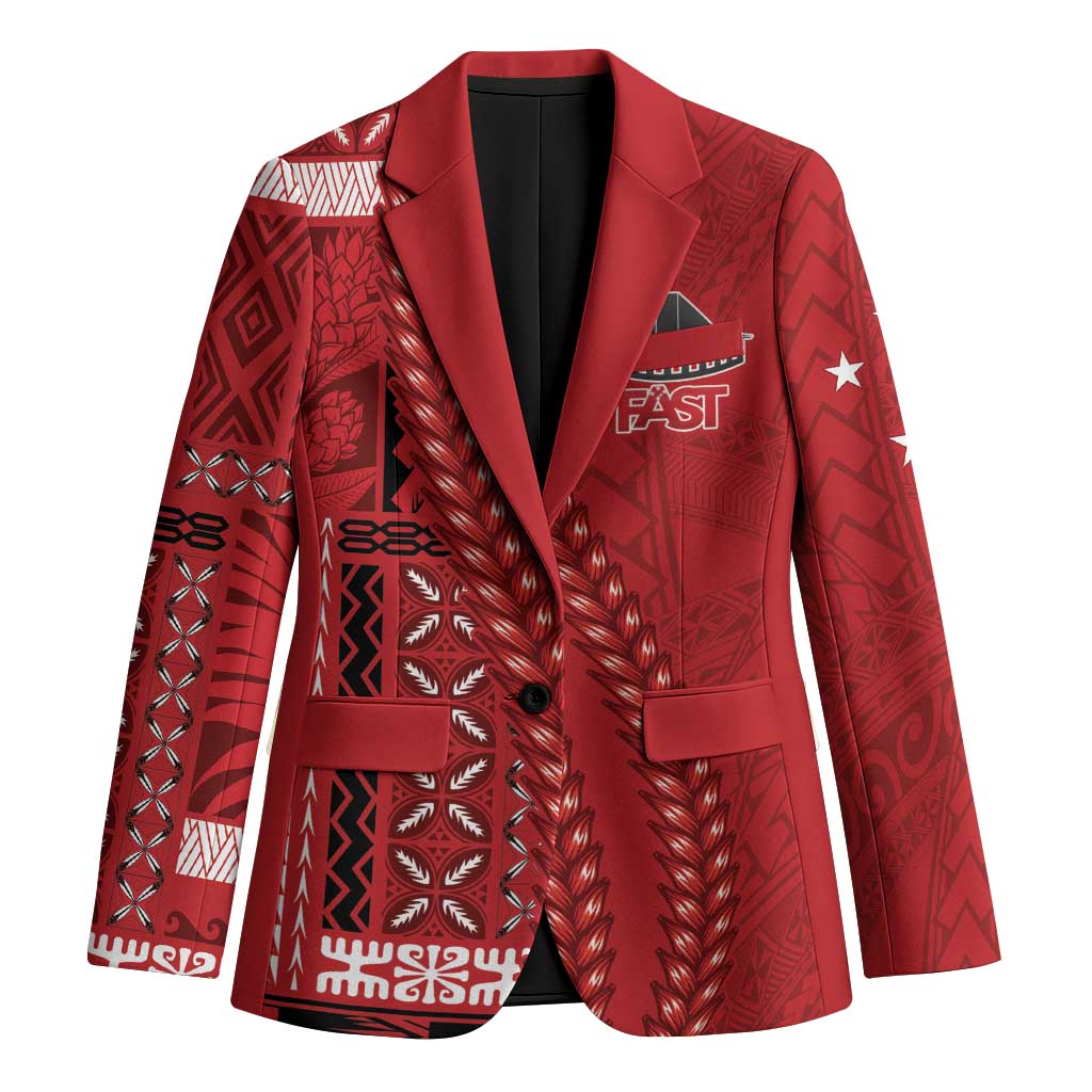 Samoa FAST Siapo Blazer Tatau-Ulafala Vines LT7 Unisex Red - Polynesian Pride