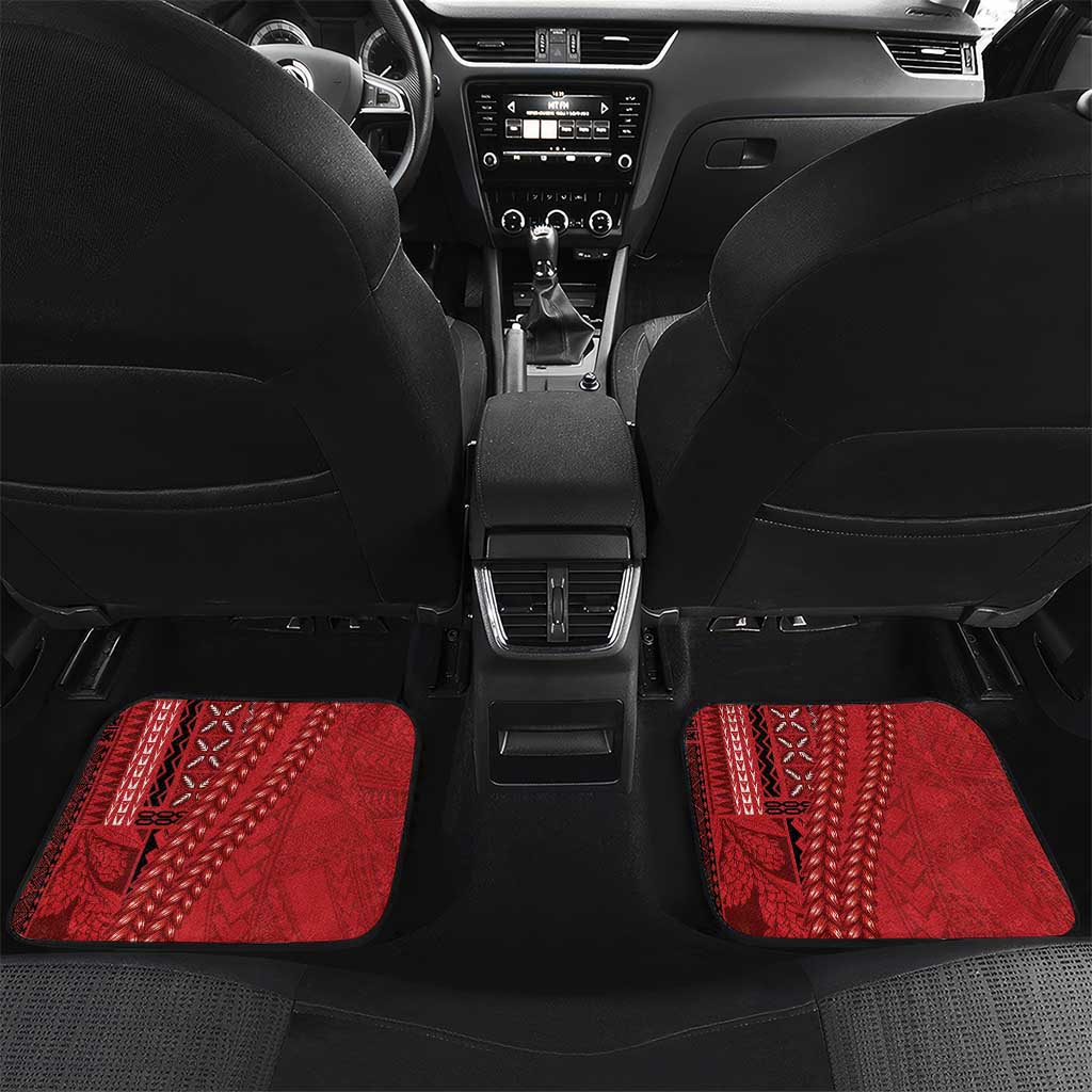 Samoa FAST Siapo Car Mats Tatau-Ulafala Vines LT7 Set 2pcs - Back Red - Polynesian Pride