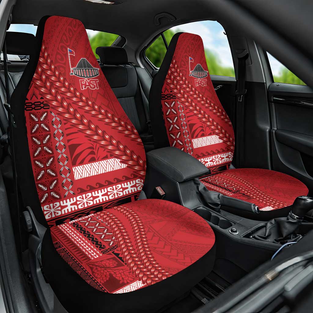Samoa FAST Siapo Car Seat Cover Tatau-Ulafala Vines LT7 One Size Red - Polynesian Pride
