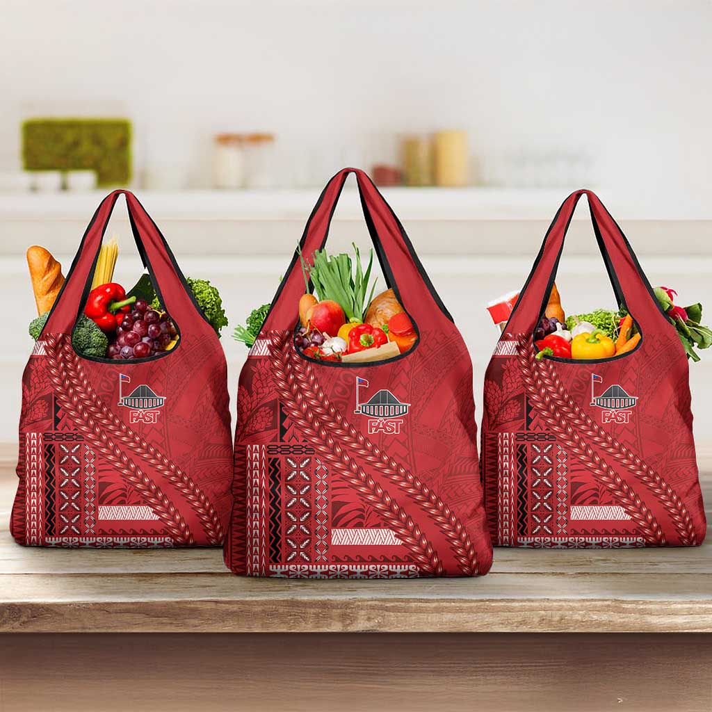 Samoa FAST Siapo Grocery Bag Tatau-Ulafala Vines LT7 3-pack One Size Red - Polynesian Pride