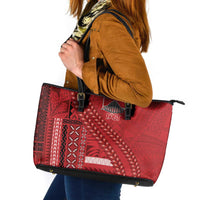 Samoa FAST Siapo Leather Tote Bag Tatau-Ulafala Vines LT7 Red - Polynesian Pride