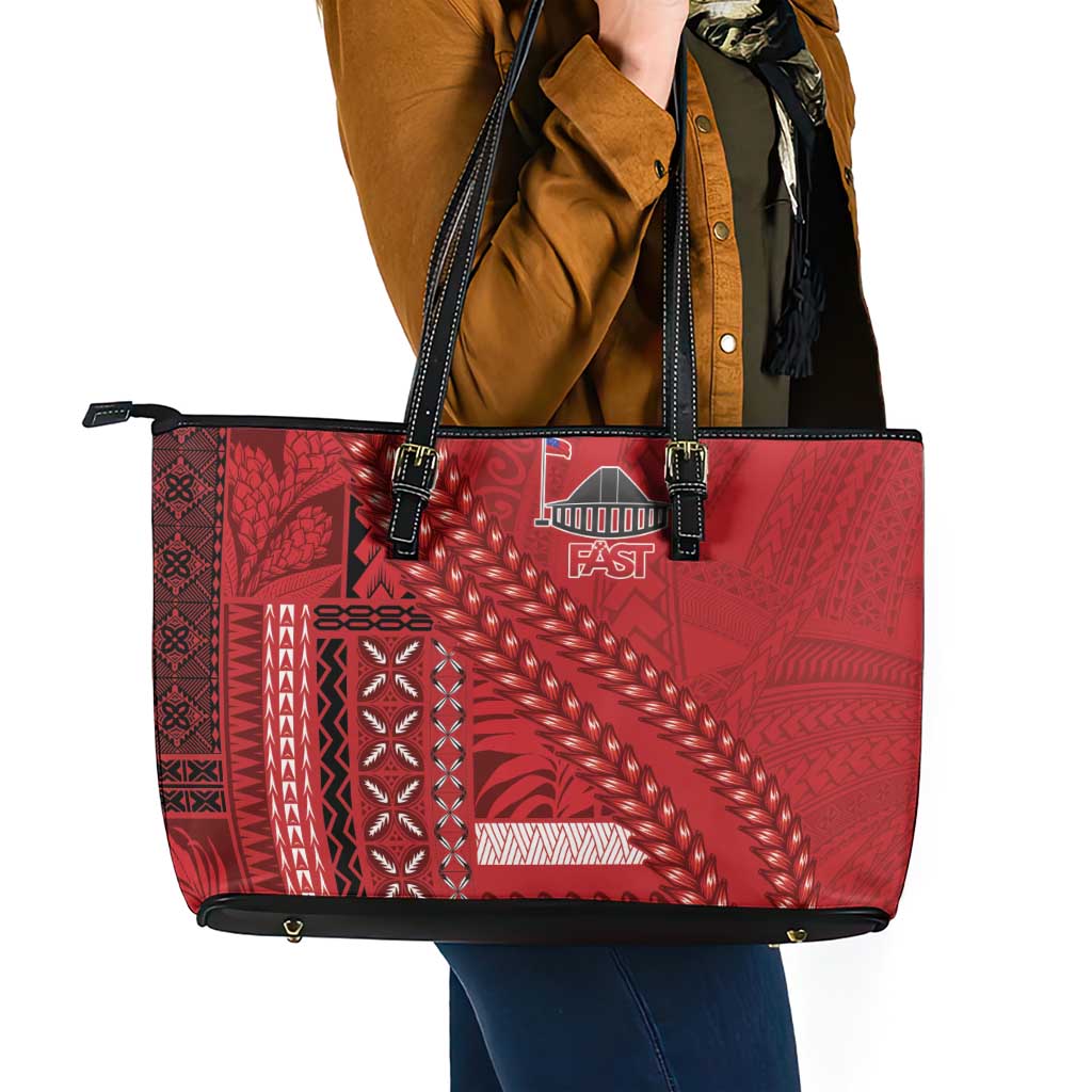 Samoa FAST Siapo Leather Tote Bag Tatau-Ulafala Vines LT7 - Polynesian Pride
