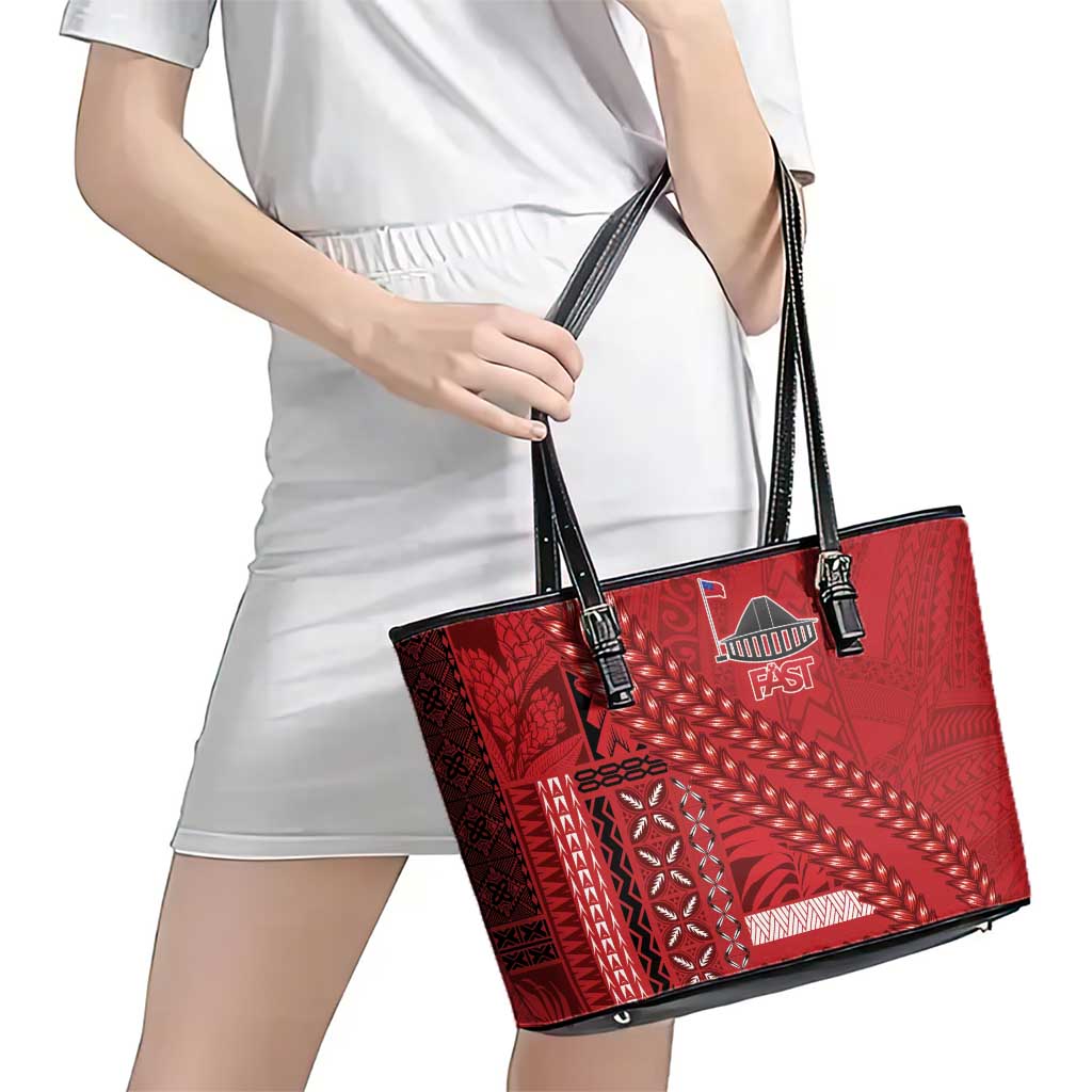 Samoa FAST Siapo Leather Tote Bag Tatau-Ulafala Vines LT7 - Polynesian Pride