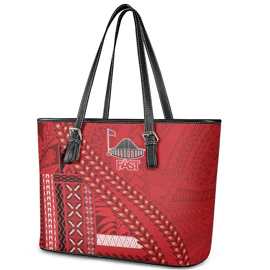 Samoa FAST Siapo Leather Tote Bag Tatau-Ulafala Vines LT7 - Polynesian Pride