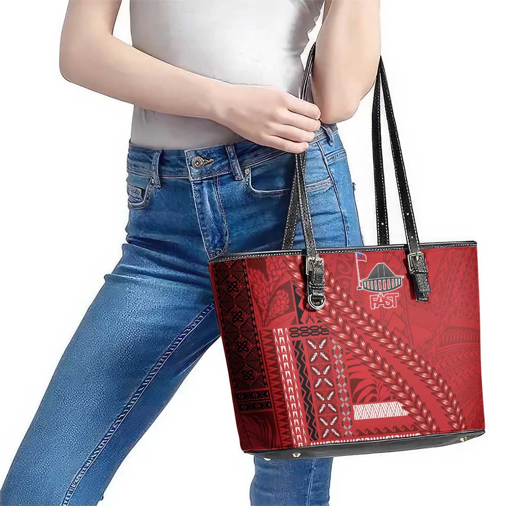 Samoa FAST Siapo Leather Tote Bag Tatau-Ulafala Vines LT7 - Polynesian Pride