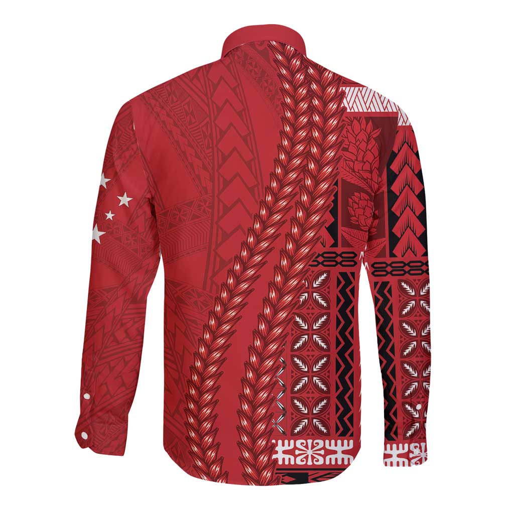 Samoa FAST Siapo Long Sleeve Button Shirt Tatau-Ulafala Vines LT7 - Polynesian Pride