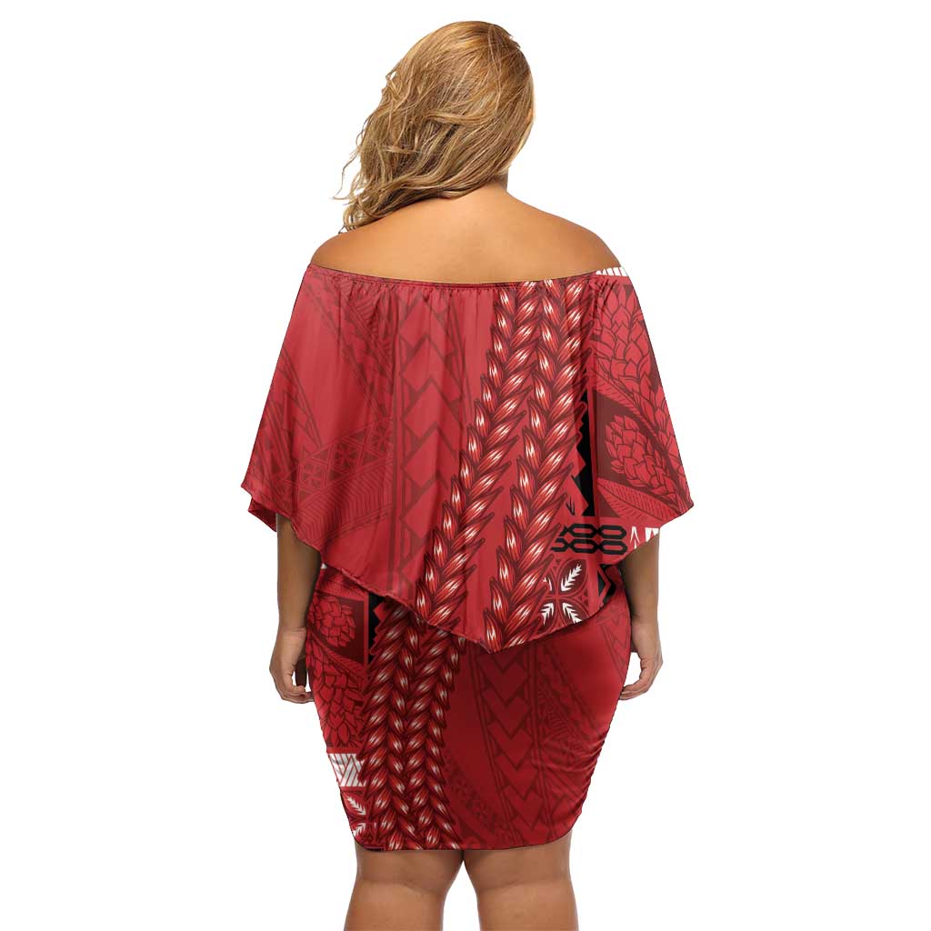 Samoa FAST Siapo Off Shoulder Short Dress Tatau-Ulafala Vines LT7 - Polynesian Pride
