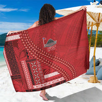 Samoa FAST Siapo Sarong Tatau-Ulafala Vines LT7 One Size 44 x 66 inches Red - Polynesian Pride