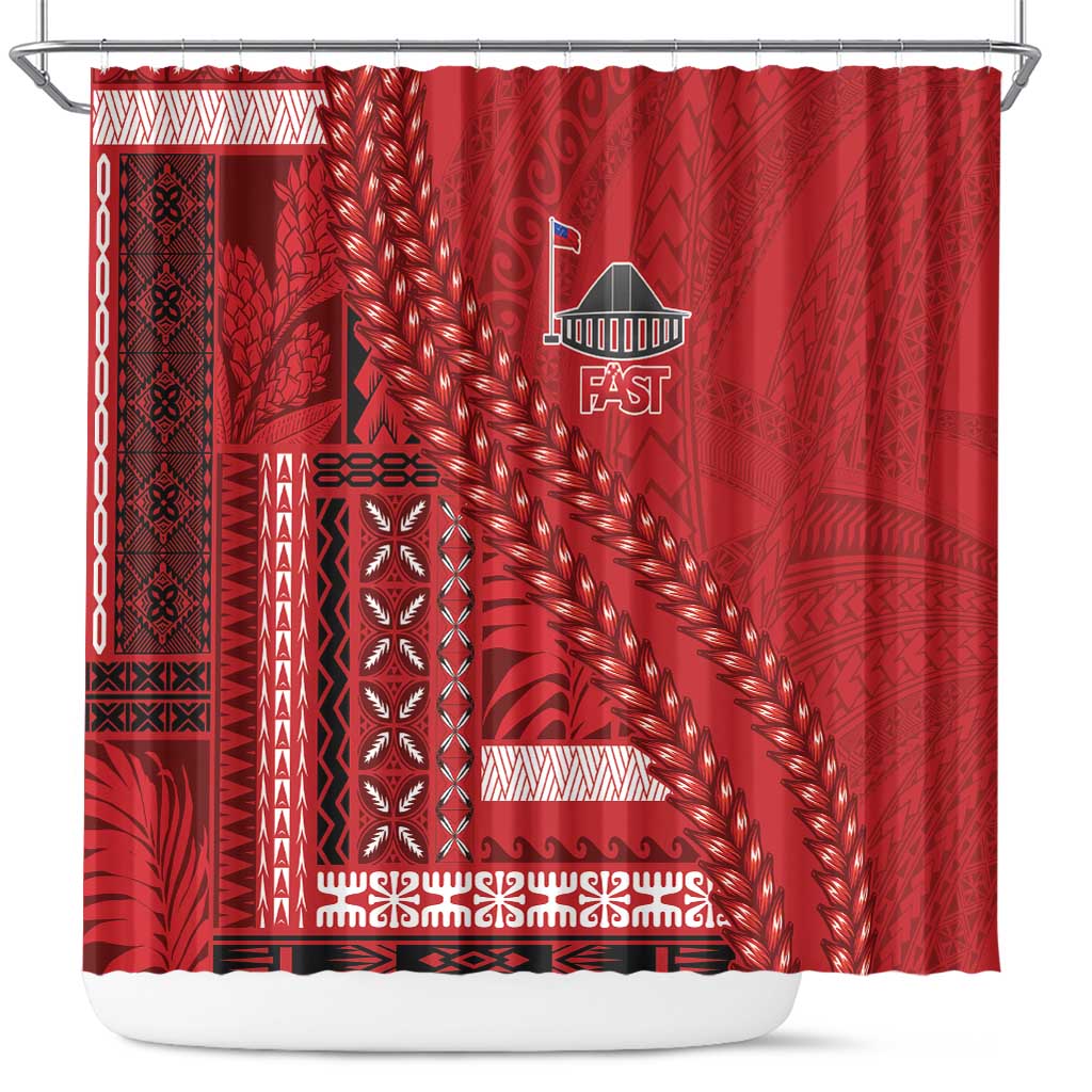 Samoa FAST Siapo Shower Curtain Tatau-Ulafala Vines LT7 Red - Polynesian Pride