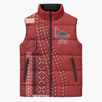 Samoa FAST Siapo Sleeveless Puffer Jacket Tatau-Ulafala Vines LT7 Unisex Red - Polynesian Pride