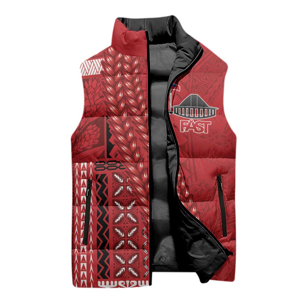 Samoa FAST Siapo Sleeveless Puffer Jacket Tatau-Ulafala Vines LT7 - Polynesian Pride