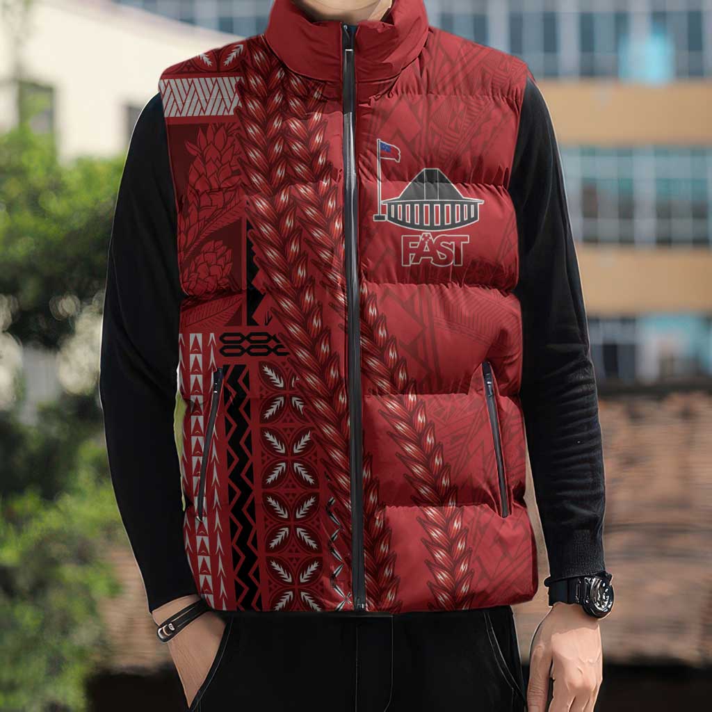 Samoa FAST Siapo Sleeveless Puffer Jacket Tatau-Ulafala Vines LT7 - Polynesian Pride