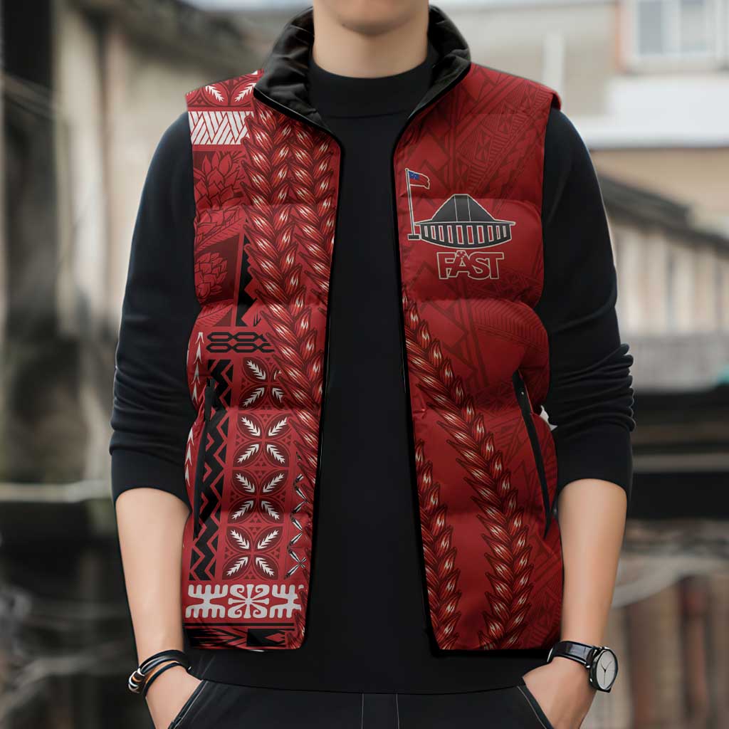 Samoa FAST Siapo Sleeveless Puffer Jacket Tatau-Ulafala Vines LT7 - Polynesian Pride