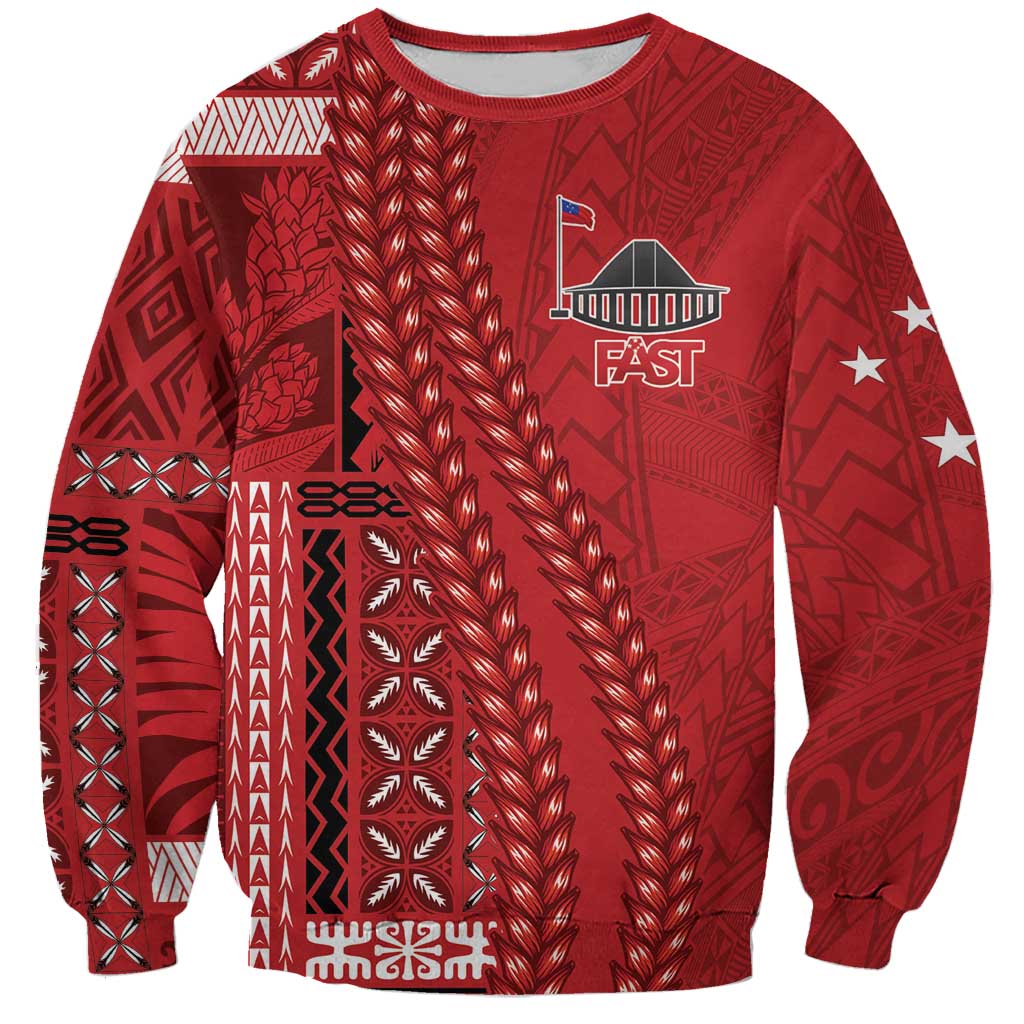 Samoa FAST Siapo Sweatshirt Tatau-Ulafala Vines LT7 Unisex Red - Polynesian Pride