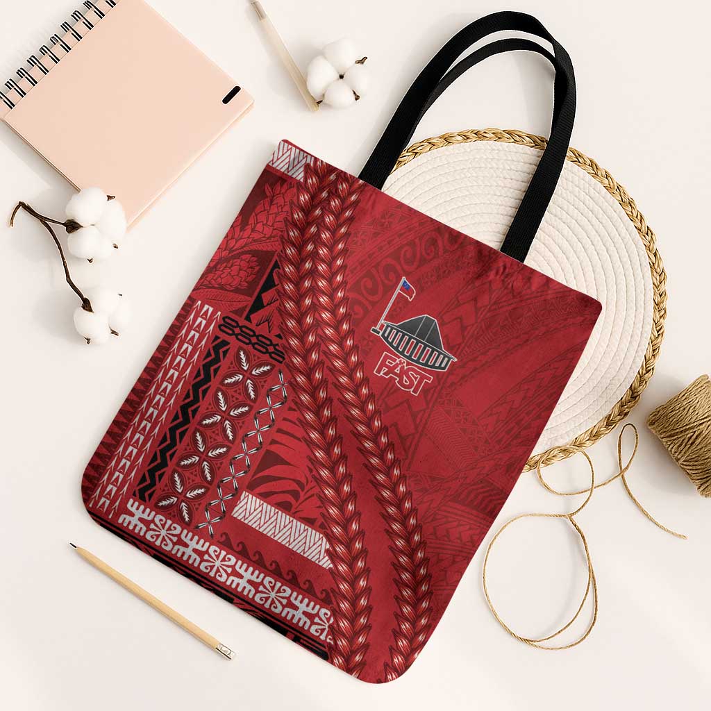 Samoa FAST Siapo Tote Bag Tatau-Ulafala Vines LT7 Black Strap One Size Red - Polynesian Pride