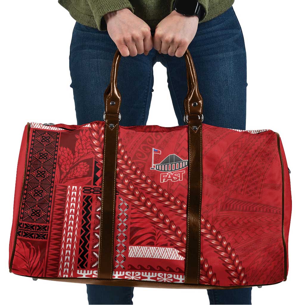 Samoa FAST Siapo Travel Bag Tatau-Ulafala Vines LT7 Red - Polynesian Pride