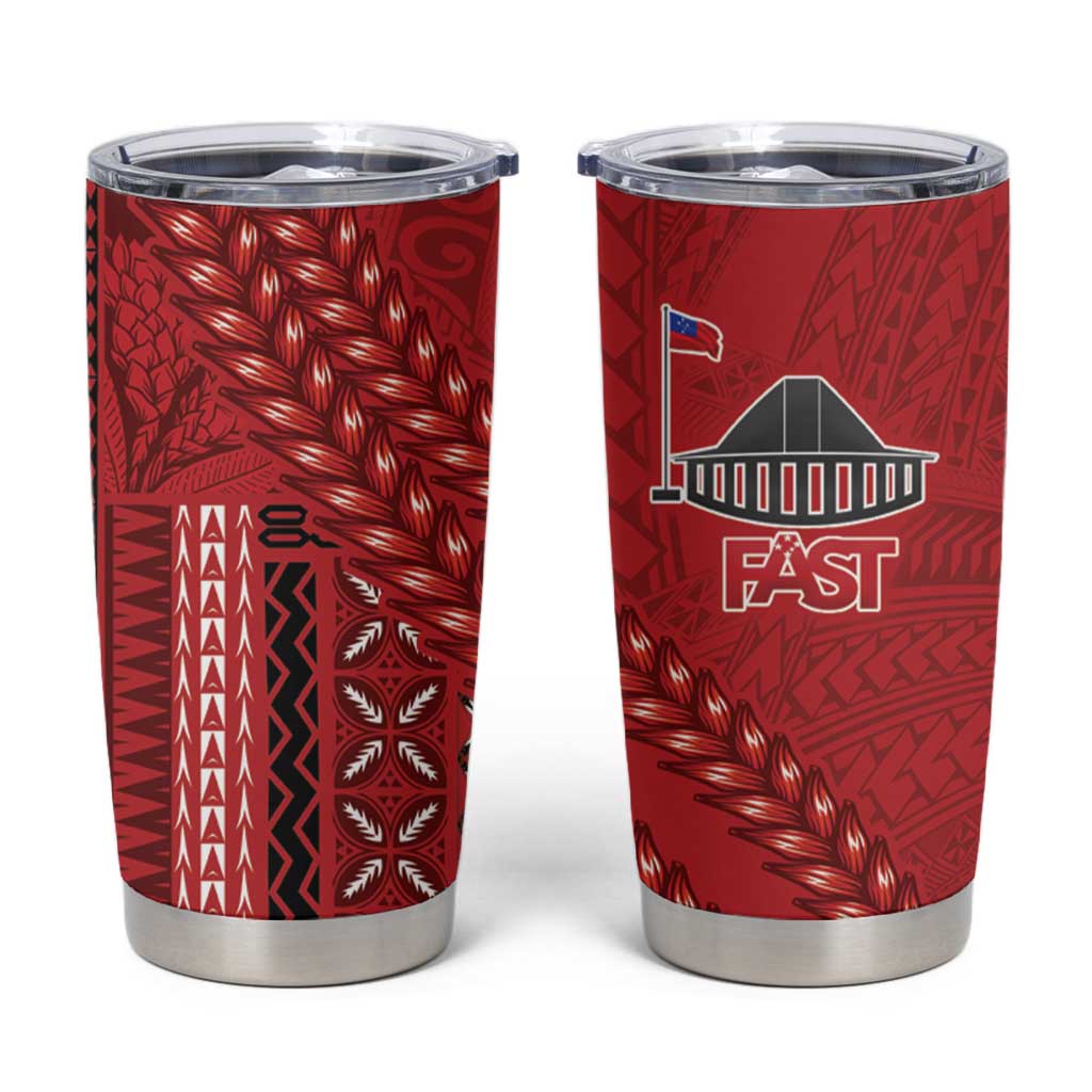 Samoa FAST Siapo Tumbler Cup Tatau-Ulafala Vines LT7 Red - Polynesian Pride