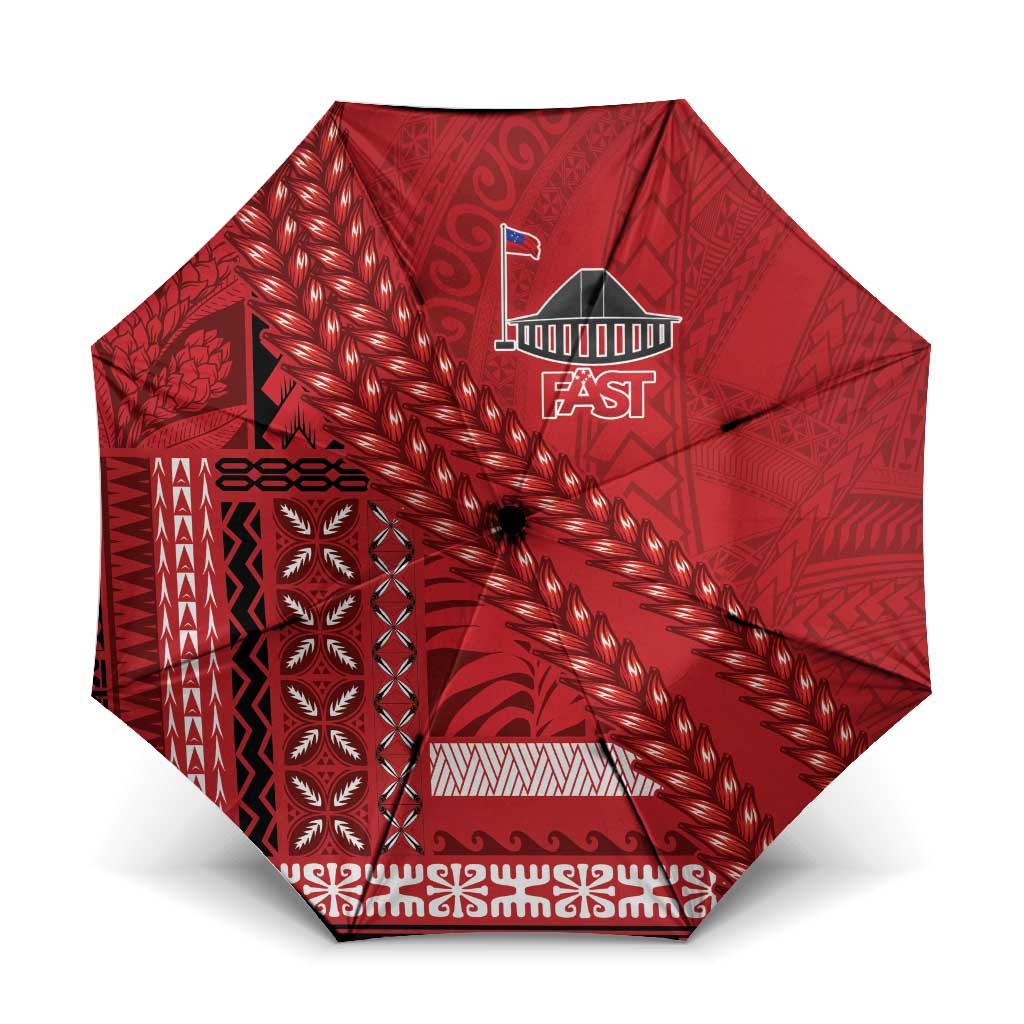 Samoa FAST Siapo Umbrella Tatau-Ulafala Vines LT7 One Size Folded 11.42 inch Opened Diameter 37.4 inch Red - Polynesian Pride