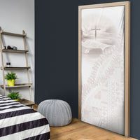 Samoa Lotu Tamaiti White Prayers Door Cover Floral Mamanu Siapo LT7 - Polynesian Pride