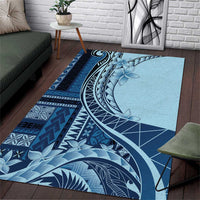 Samoa Siapo Mamanu Area Rug Plumeria Navy Blue Motifs LT7 Blue - Polynesian Pride