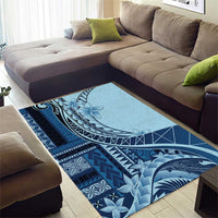 Samoa Siapo Mamanu Area Rug Plumeria Navy Blue Motifs LT7 - Polynesian Pride