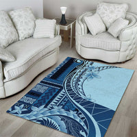 Samoa Siapo Mamanu Area Rug Plumeria Navy Blue Motifs LT7 - Polynesian Pride