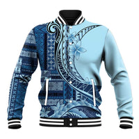 Samoa Siapo Mamanu Baseball Jacket Plumeria Navy Blue Motifs LT7 Unisex Blue - Polynesian Pride