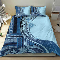 Samoa Siapo Mamanu Bedding Set Plumeria Navy Blue Motifs LT7 - Polynesian Pride