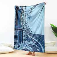Samoa Siapo Mamanu Blanket Plumeria Navy Blue Motifs LT7 - Polynesian Pride