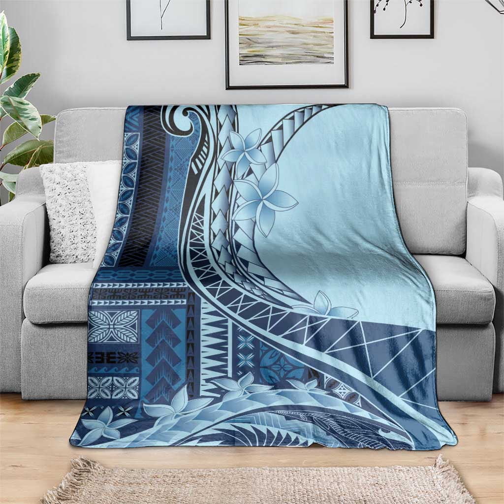 Samoa Siapo Mamanu Blanket Plumeria Navy Blue Motifs LT7 - Polynesian Pride