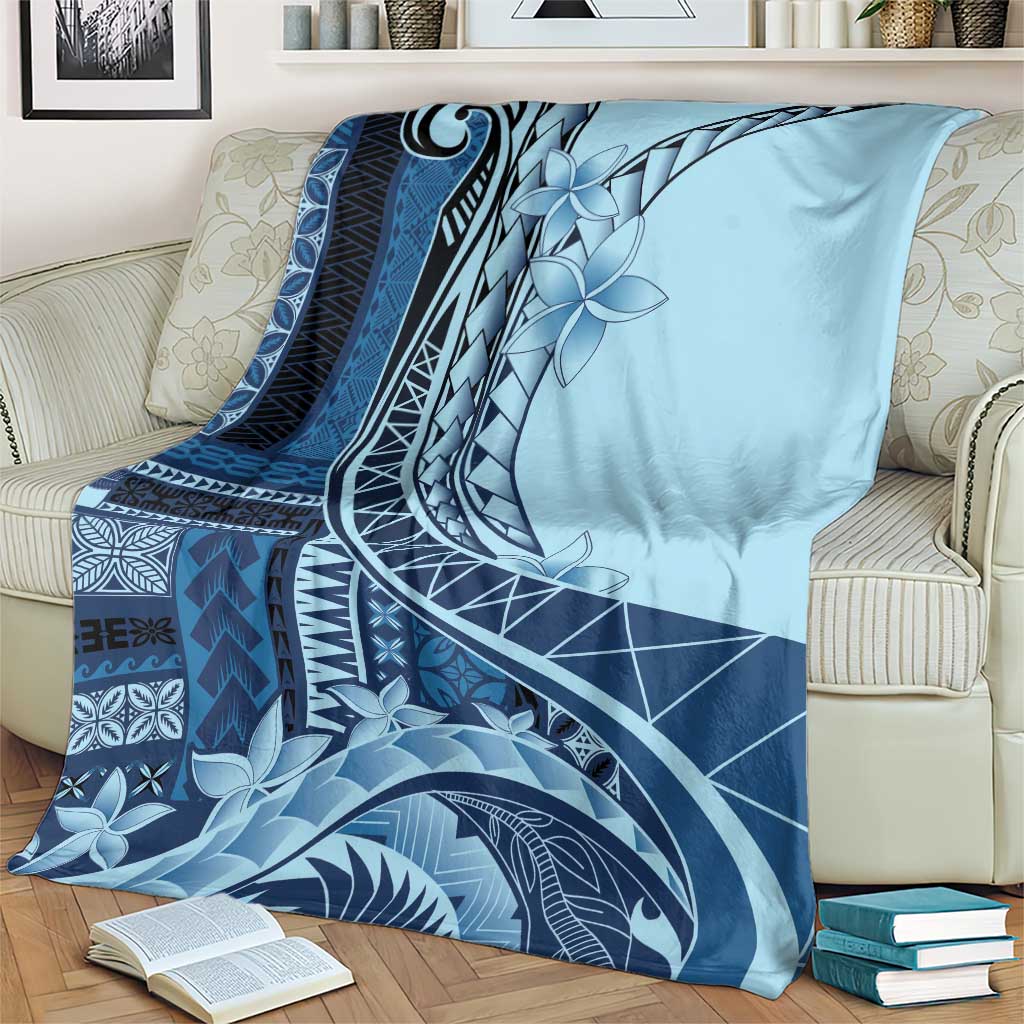 Samoa Siapo Mamanu Blanket Plumeria Navy Blue Motifs LT7 - Polynesian Pride