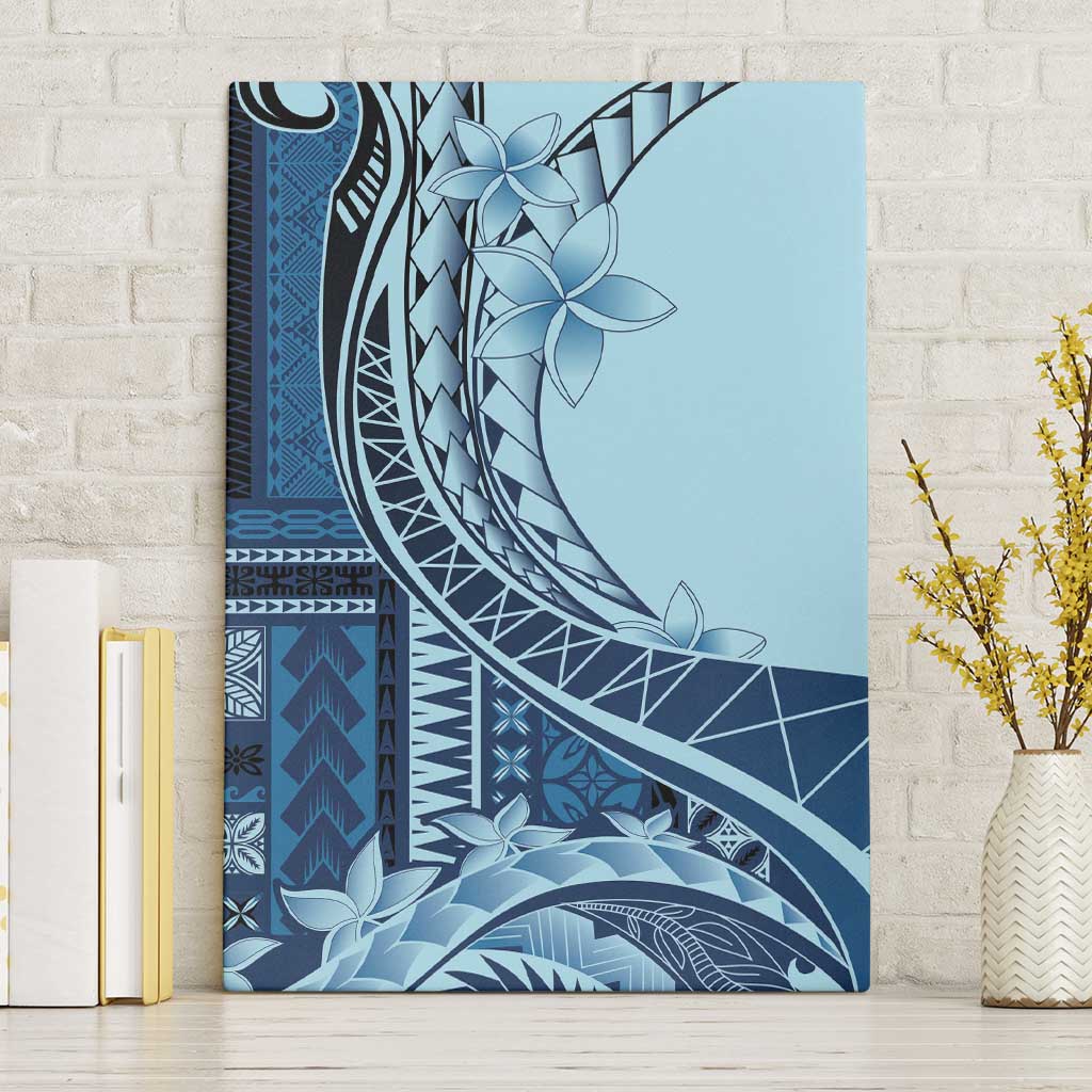 Samoa Siapo Mamanu Canvas Wall Art Plumeria Navy Blue Motifs LT7 Without Frame Blue - Polynesian Pride