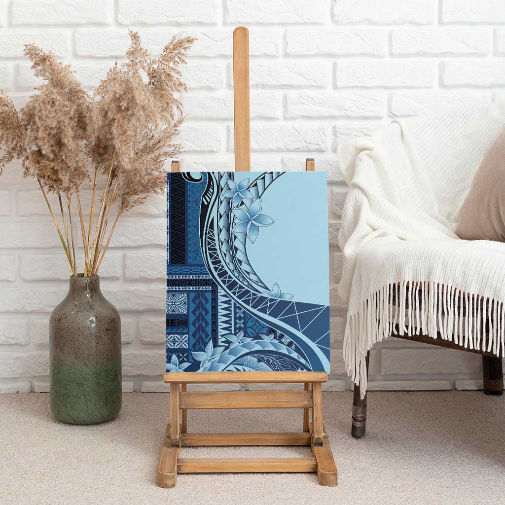 Samoa Siapo Mamanu Canvas Wall Art Plumeria Navy Blue Motifs LT7 - Polynesian Pride