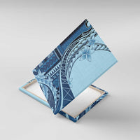 Samoa Siapo Mamanu Canvas Wall Art Plumeria Navy Blue Motifs LT7 With Frame Blue - Polynesian Pride