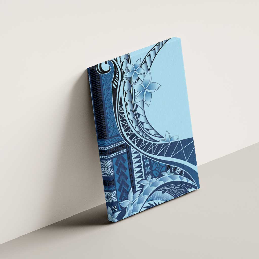 Samoa Siapo Mamanu Canvas Wall Art Plumeria Navy Blue Motifs LT7 - Polynesian Pride