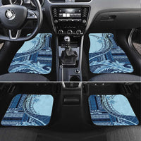 Samoa Siapo Mamanu Car Mats Plumeria Navy Blue Motifs LT7 Set 4pcs Blue - Polynesian Pride