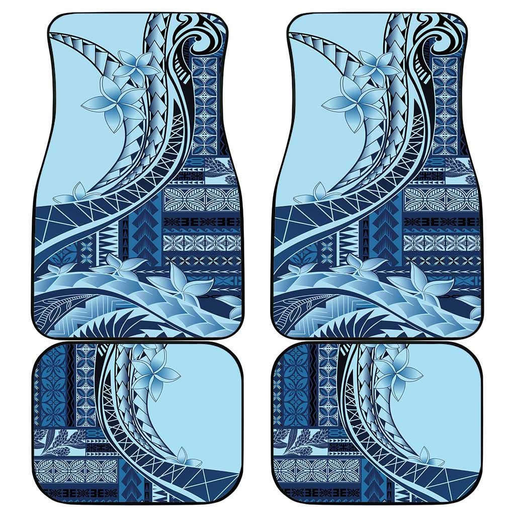 Samoa Siapo Mamanu Car Mats Plumeria Navy Blue Motifs LT7 - Polynesian Pride