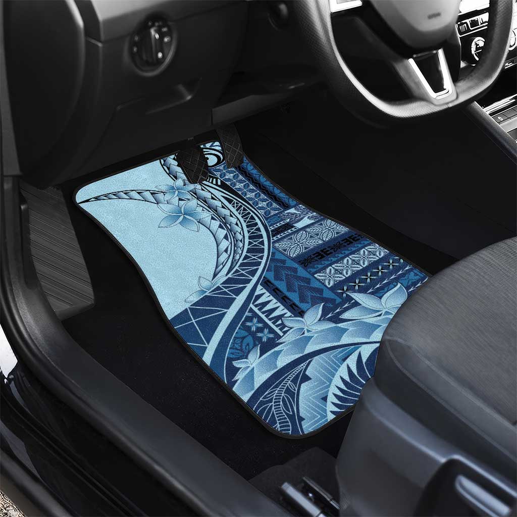 Samoa Siapo Mamanu Car Mats Plumeria Navy Blue Motifs LT7 - Polynesian Pride
