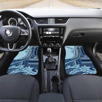 Samoa Siapo Mamanu Car Mats Plumeria Navy Blue Motifs LT7 Set 2pcs - Front Blue - Polynesian Pride