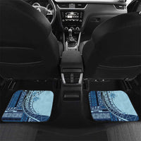 Samoa Siapo Mamanu Car Mats Plumeria Navy Blue Motifs LT7 Set 2pcs - Back Blue - Polynesian Pride