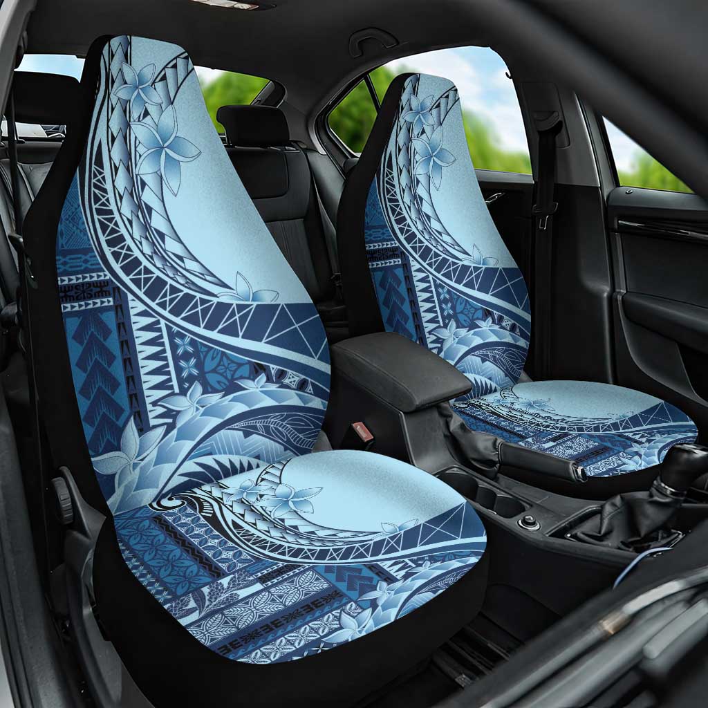 Samoa Siapo Mamanu Car Seat Cover Plumeria Navy Blue Motifs LT7 One Size Blue - Polynesian Pride