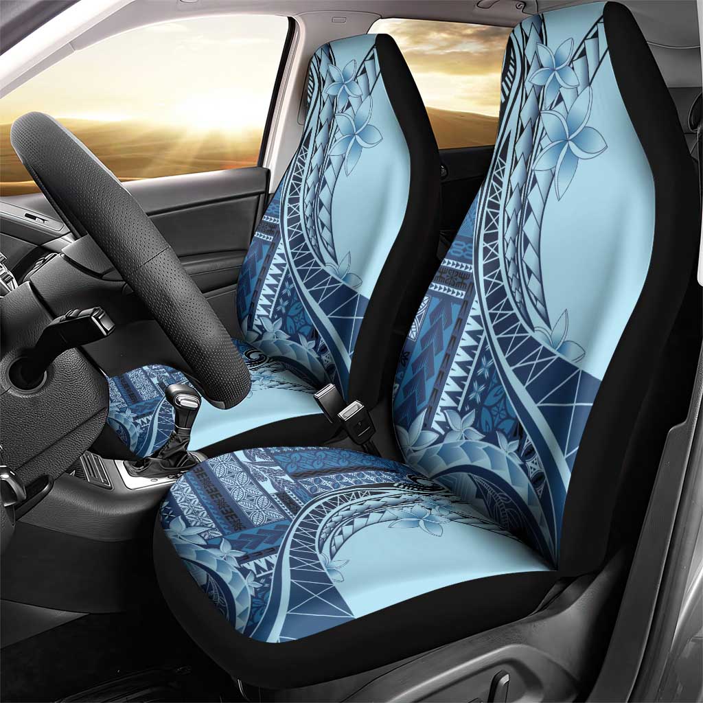 Samoa Siapo Mamanu Car Seat Cover Plumeria Navy Blue Motifs LT7 - Polynesian Pride