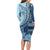 Samoa Siapo Mamanu Family Matching Long Sleeve Bodycon Dress and Hawaiian Shirt Plumeria Navy Blue Motifs