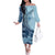 Samoa Siapo Mamanu Family Matching Off The Shoulder Long Sleeve Dress and Hawaiian Shirt Plumeria Navy Blue Motifs